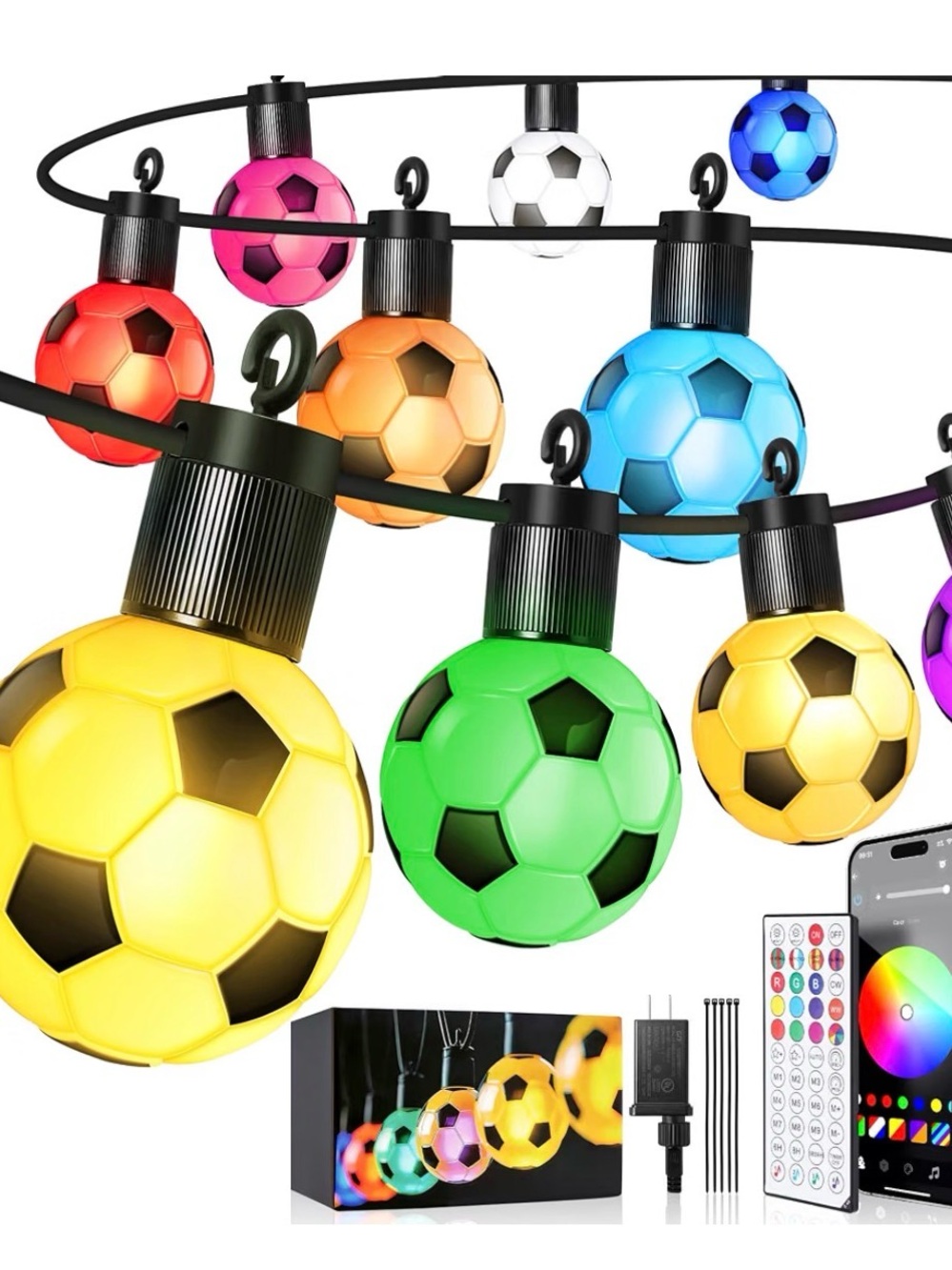 World Cup Soccer Ball Smart Outdoor String Lights 2026. Brand New
